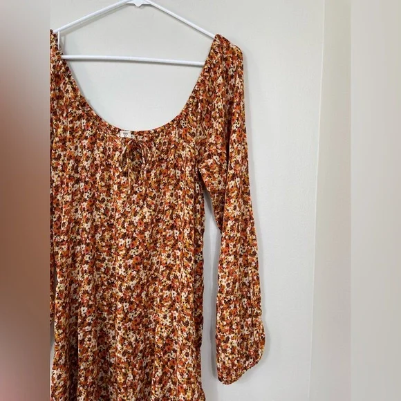 Billabong Floral Fit Long Sleeve Mini Dress Beach Tropical Size SP NWOT - Picture 4 of 13